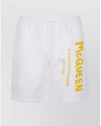 McQueen - Cotton Logo Print Bermuda Shorts - Lyst