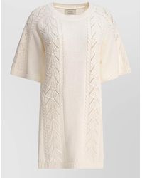 Loulou de Saison - Short Sleeve Round Neck Textured Knit Dress - Lyst
