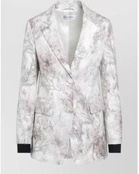 Max Mara - Floral Jacket Front Pockets Long Sleeves Lapels - Lyst