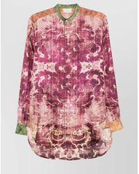 Pierre Louis Mascia - Silk Shirt With Printed Design And Contrasting Cuffs - Lyst