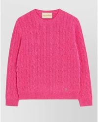 Valentino Garavani - Virgin Wool Cable Knit Crew Neck Sweater - Lyst