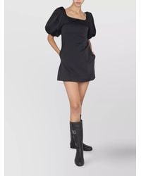 Patou - Polyester Boat Neck Balloon Sleeve Mini Dress - Lyst