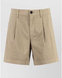 Department 5 - Cotton Bermuda Shorts Pleats Belt Loops Pockets - Lyst