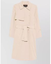 Emporio Armani - Long Trench Coat Belted Waist Epaulettes - Lyst
