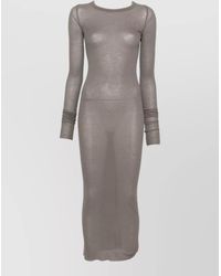 Rick Owens - Long Ribbed Dress Crew Neck Sheer - Lyst