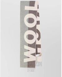 Woolrich - Color Block Scarf With Fringes And Lettering - Lyst