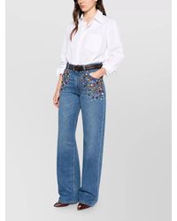 Stella McCartney - Crystal Embellished Straight-Leg Denim Jeans - Lyst