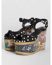 Dolce & Gabbana - Leather Polka Dot Wedge Sandals - Lyst