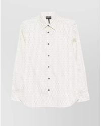 Emporio Armani - Geometric Print Cotton Shirt With Button-Down Collar - Lyst