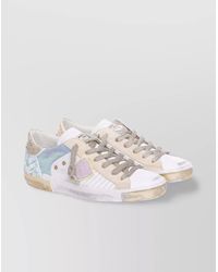 Philippe Model - Low Top Leather Sneakers With Metallic Accents - Lyst