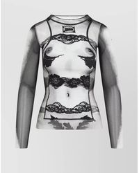 Jean Paul Gaultier - Lace Mariniere Top Featuring Graphic Print - Lyst