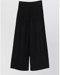 Emporio Armani - Wool Blend Wide Leg High Waist Trousers - Lyst