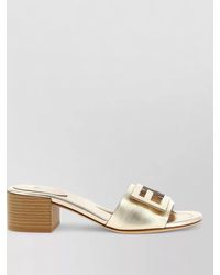 Fendi - Baguette Slides Sandals Block Heel Open Toe - Lyst