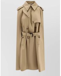 Burberry - Cotton Double-Breasted Belted Trench Cape - Lyst