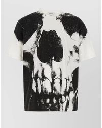 McQueen - Cotton Skull Print Crew Neck Short Sleeve T-Shirt - Lyst