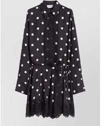 Sportmax - Polka Dot Silk Twill Lace Shirt Dress - Lyst