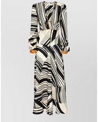 Raquel Diniz - Long Sleeve V Neck Floor Length Dress - Lyst