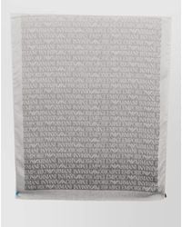 Emporio Armani - Logo Print Fringed Scarf - Lyst