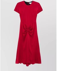 Victoria Beckham - Short-Sleeve Crew-Neck Midi Dress - Lyst