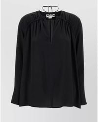 Victoria Beckham - Silk Gathered Tie Blouse - Lyst