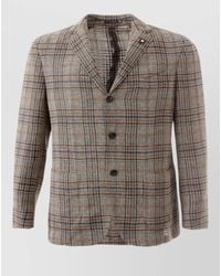 Lardini - Linen Checked Blazer - Lyst