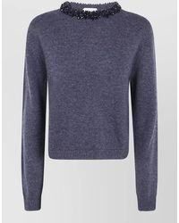 Semicouture - Cashmere Virgin Wool Short Sleeve Round Neck Sweater - Lyst