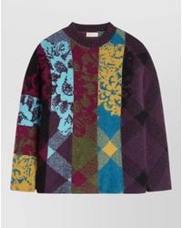 Dries Van Noten - Wool Alpaca Oversized Patchwork Floral Striped Jumper - Lyst