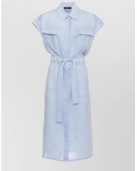 Fabiana Filippi - Linen Midi Dress Sleeveless Belt Pockets - Lyst