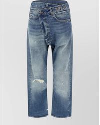 R13 - Cropped Distressed Cotton Jeans - Lyst