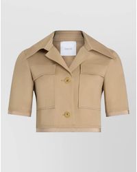 Patou - Cropped Cotton Jacket Short Sleeves Collar - Lyst