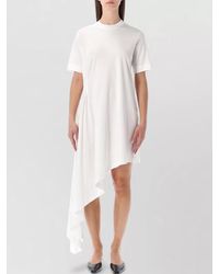 Loulou - Cotton Asymmetric Draped Knee-Length Dress - Lyst