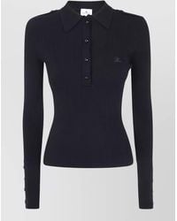 Courreges - Ribbed Knit Long Sleeve Polo Top - Lyst