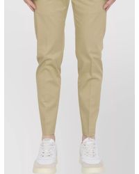 PT Torino - Slim Fit Cotton Trousers With Belt Loops - Lyst