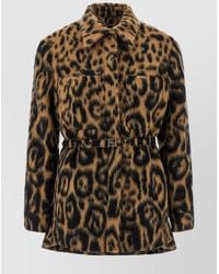Fendi - Animal Print Belted Jacket Collar - Lyst