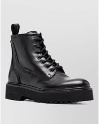 Woolrich - Leather Lace-Up Biker Boots - Lyst