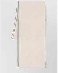 Brunello Cucinelli - Cashmere Scarf Fringed Edges Contrast Trim - Lyst