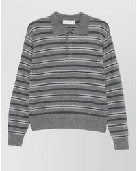 DUNST - Striped Ribbed Wool Polo Jumper - Lyst