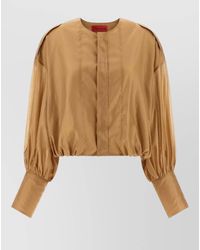Thelatest - Diana Cropped Blouse Long Sleeves Pleats Epaulettes - Lyst