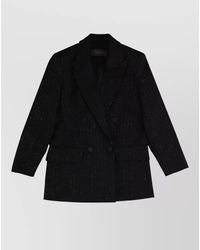 Max Mara - Double-Breasted Jacket With Rhinestone Details - Lyst
