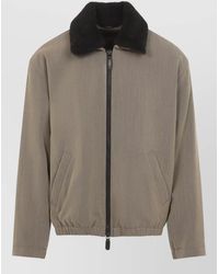 Giorgio Armani - Shearling Collar Padded Blouson Jacket - Lyst