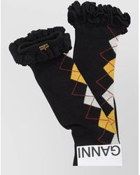 Ganni - Argyle Cotton Socks - Lyst