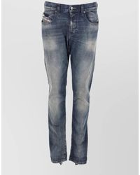 DIESEL - Denim Pants Belt Loops Distressed Faded Five Pockets - Lyst