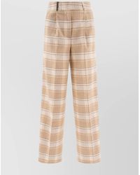Peserico - Wool Trousers With Front Pleats And Checked Pattern - Lyst