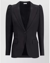 McQueen - Tailored Jacket With Notched Lapels And Padded Shoulders - Lyst