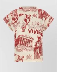Vivienne Westwood - Cashmere Asymmetric Boat Neck Graphic Print Top - Lyst