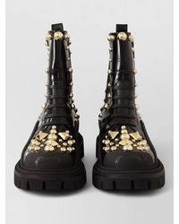 Dolce & Gabbana - Leather Studded Combat Boots - Lyst