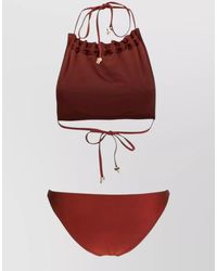 Zimmermann - Halterneck Ruched Bead Embellished Bikini Set - Lyst