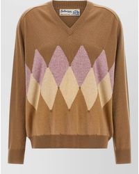 Ballantyne - Cashmere Ribbed V-Neck Diamond Sweater - Lyst