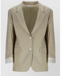 Alysi - Linen Blend Blazer Jacket Notch Lapel - Lyst