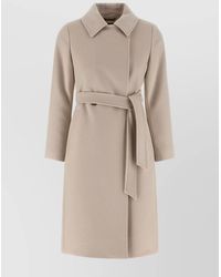Max Mara - Belted Coat With Long Sleeves And Pockets - Lyst